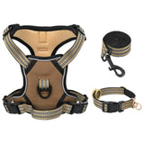 VidaXL dog harness with belt and collar adjustable S brown