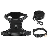 VidaXL dog harness with belt and collar adjustable m black