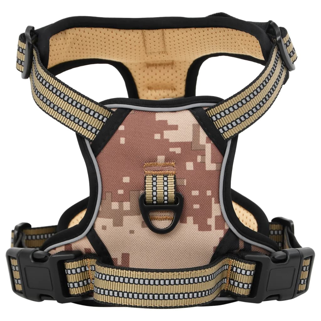 Harnais de chien vidaxl avec ceinture et collier réglable m camouflage brun