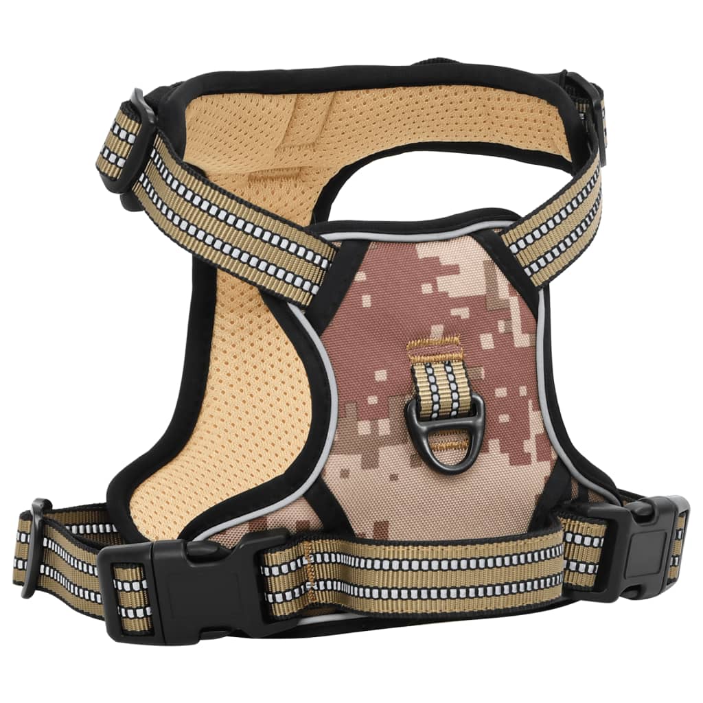 Harnais de chien vidaxl avec ceinture et collier réglable m camouflage brun