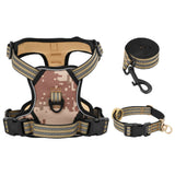 Harnais de chien vidaxl avec ceinture et collier réglable m camouflage brun
