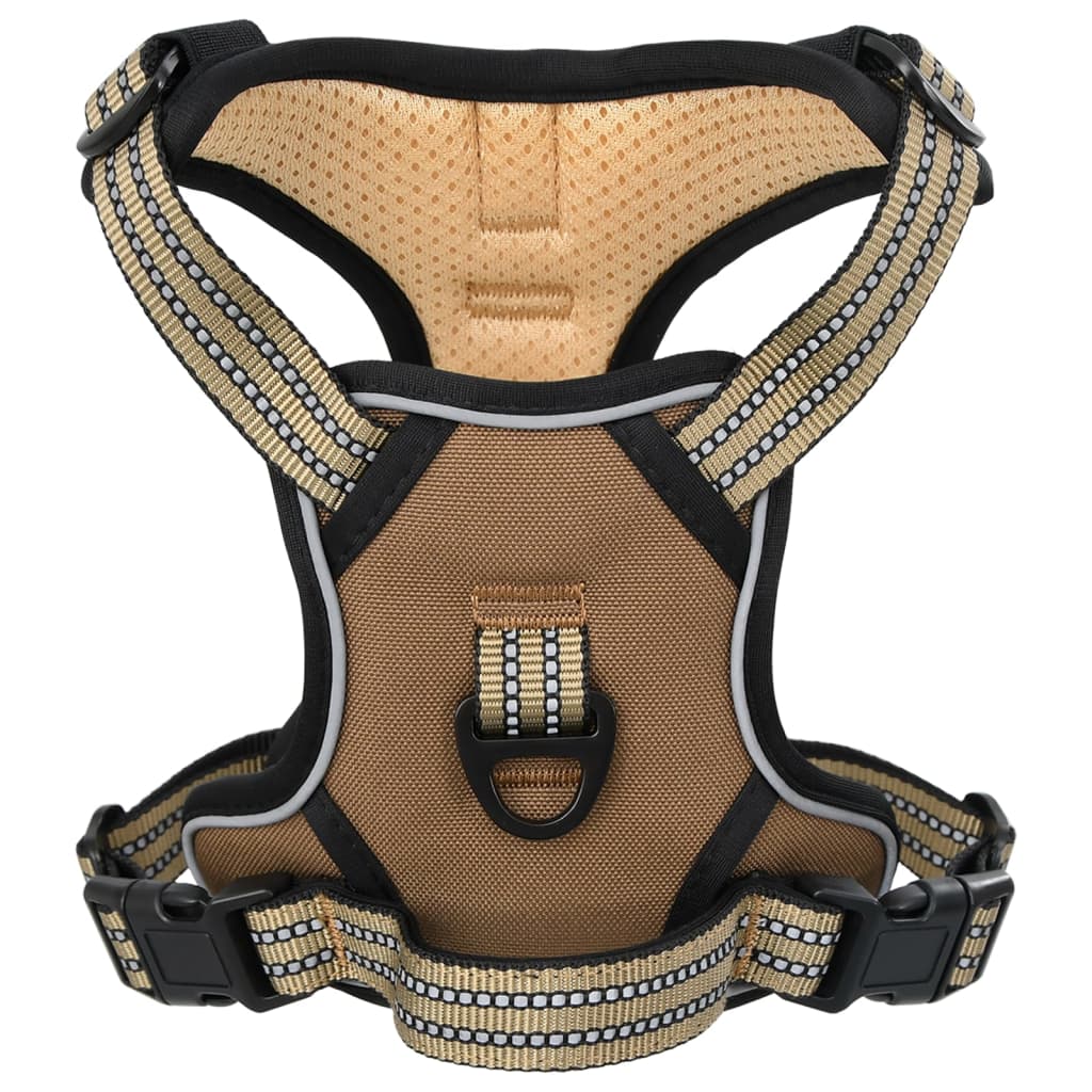 VidaXL dog harness with belt and collar adjustable L Brown