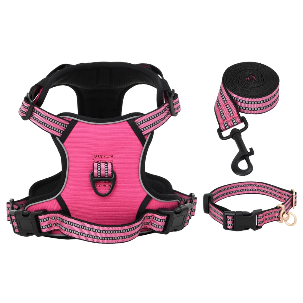 VidaXL Dog rig with belt and collar adjustable L Pink