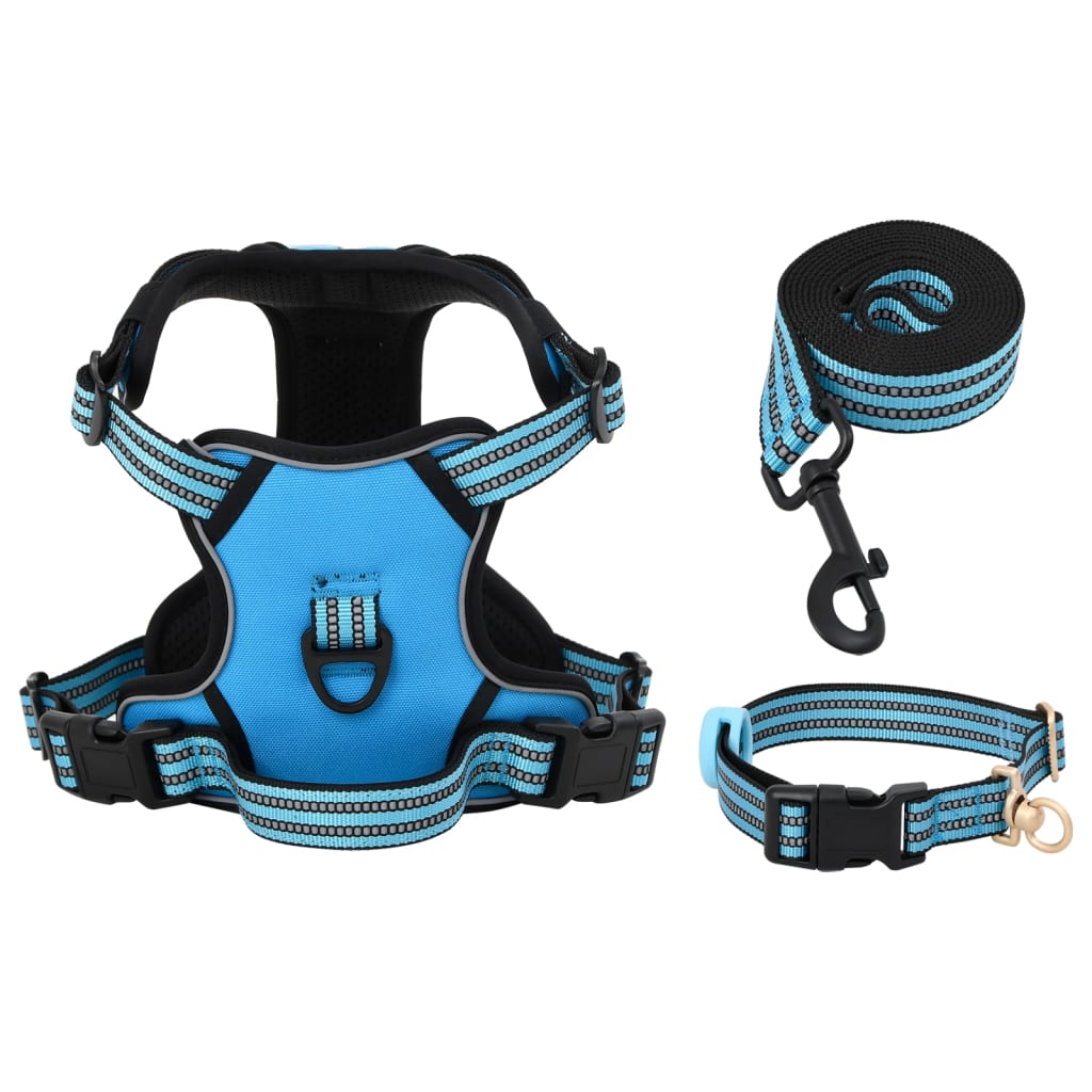 Vidaxl Dog Rig avec ceinture et collier réglable xl bleu