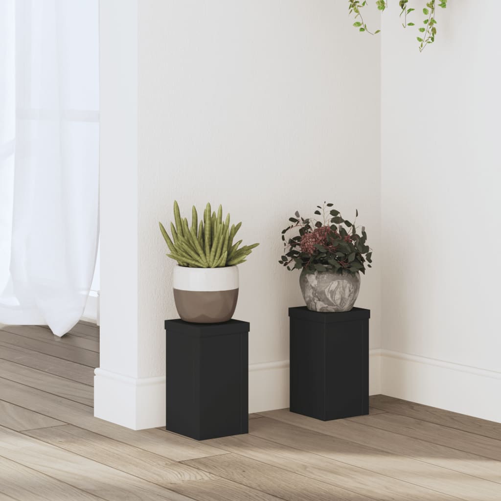 VidaXL Plant Standards 2 pcs 10x10x18 cm processed wood black