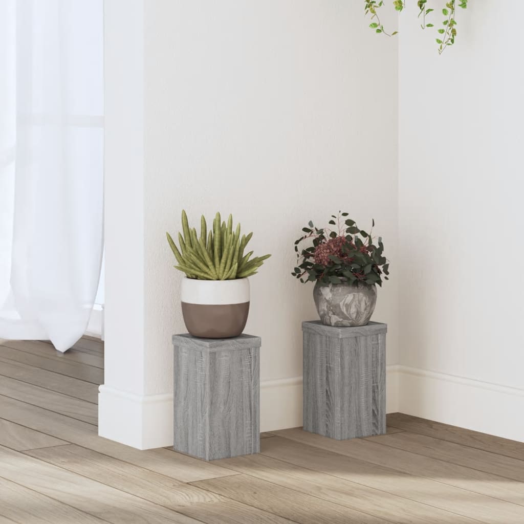 Vidaxl Plant Standards 2 PCS 10x10x18 cm Forarbejdet trægrå sonoma