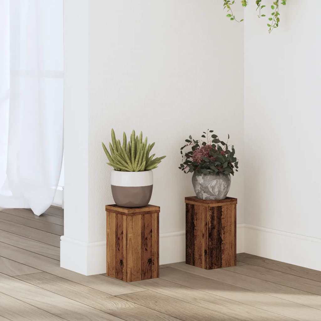 Standardi rastlin Vidaxl 2 pcs 10x10x18 cm predelani les stari leseni obarvani
