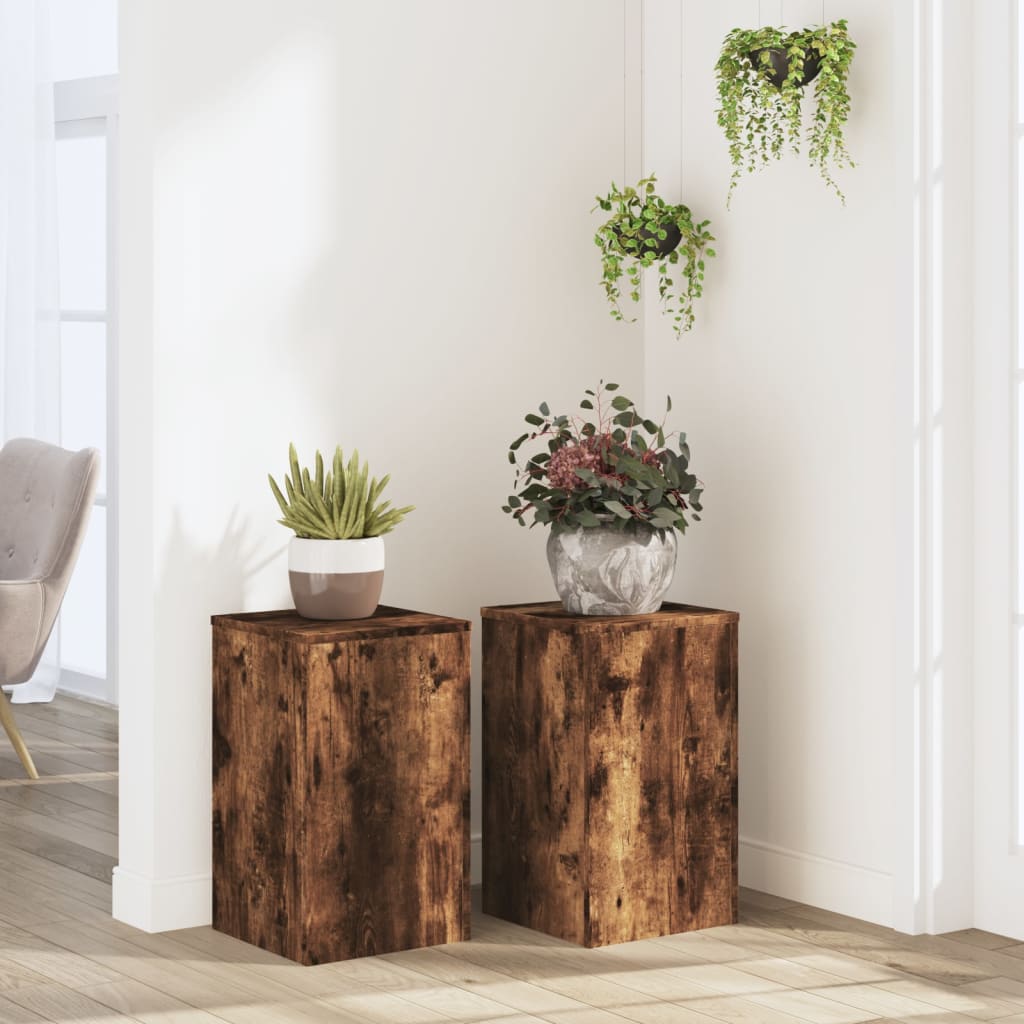 Standardy rostlin Vidaxl 2 ST 30x30X50 cm Vlastní dřevo uzený dub