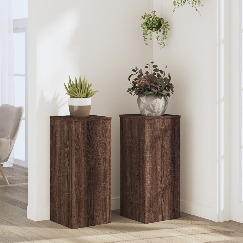 Normes de plante vidaxl 2 ST 30x30x70 cm chêne brun en bois transformé
