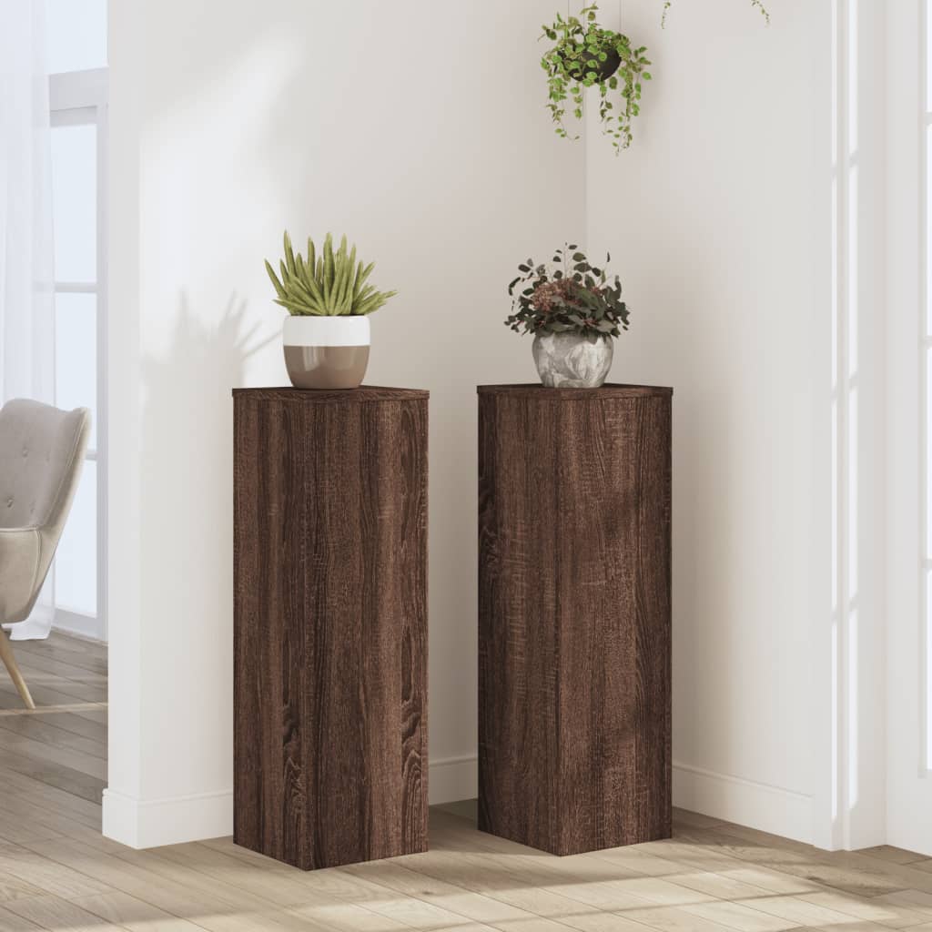 Normes de plante vidaxl 2 ST 25x25x80 cm chêne brun en bois transformé