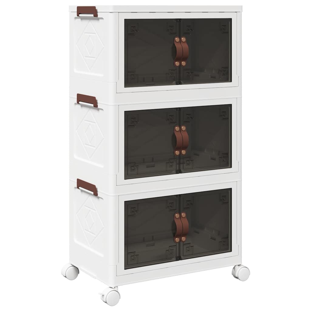 Vidaxl storage box stackable with wheels 3-layer 28 l 48.5x29.5x86 cm