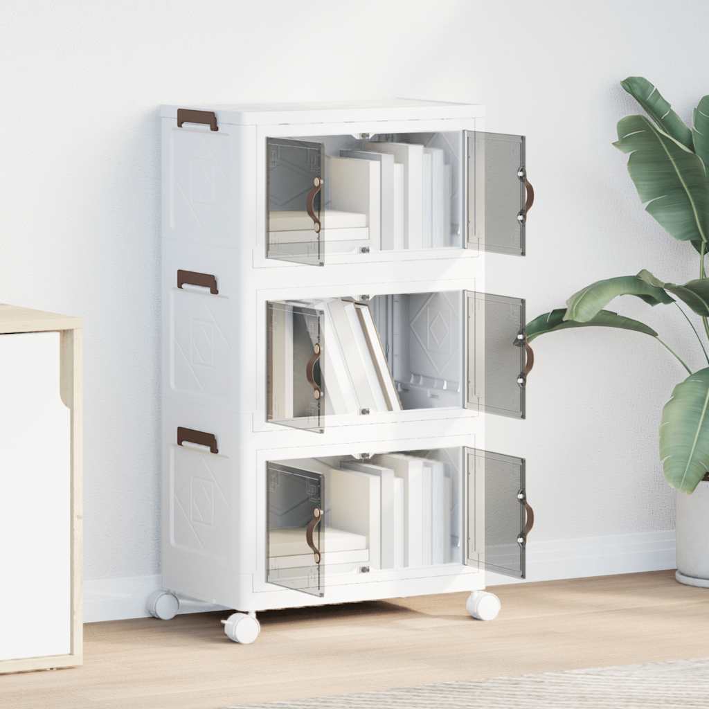 Vidaxl storage box stackable with wheels 3-layer 28 l 48.5x29.5x86 cm
