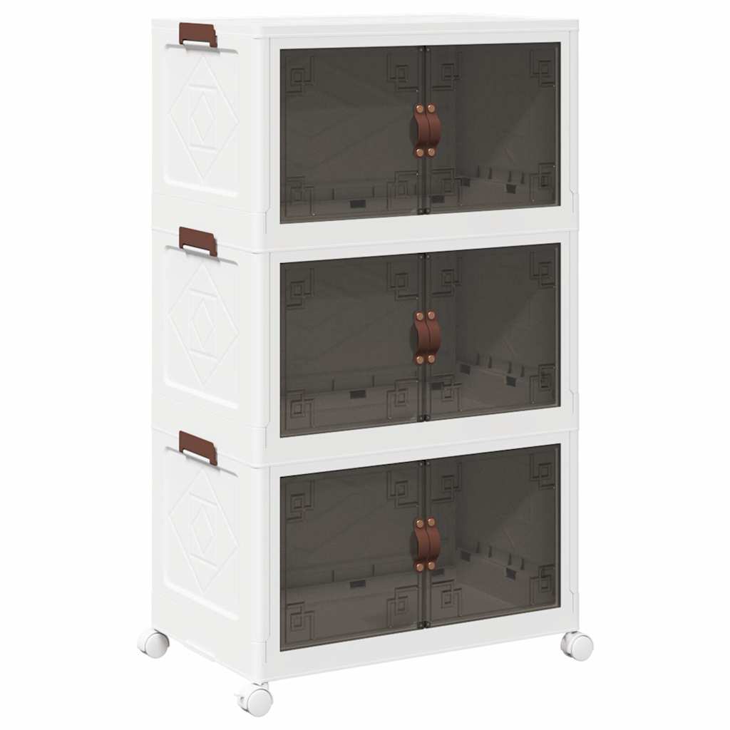 Vidaxl storage box stackable with wheels 3-layer 75 L 64x39.5x110.5 cm
