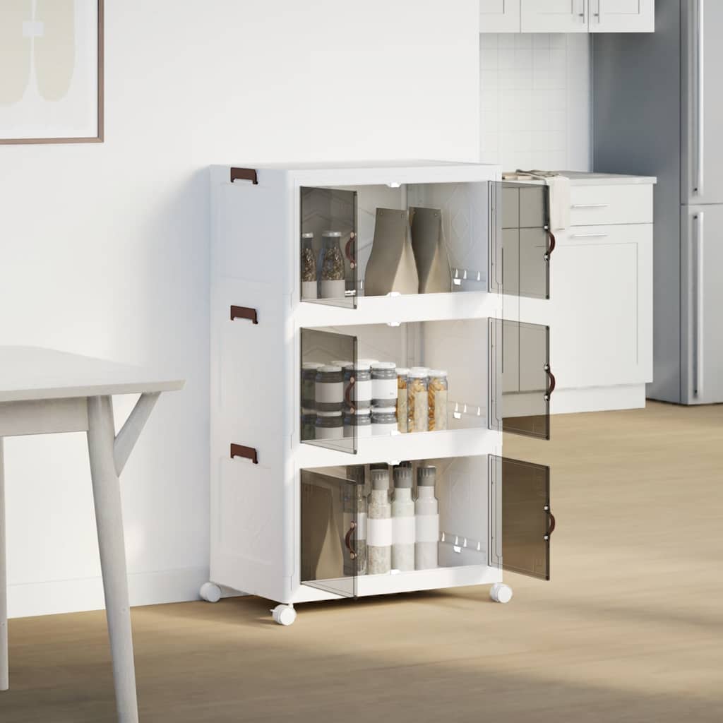 Vidaxl storage box stackable with wheels 3-layer 75 L 64x39.5x110.5 cm