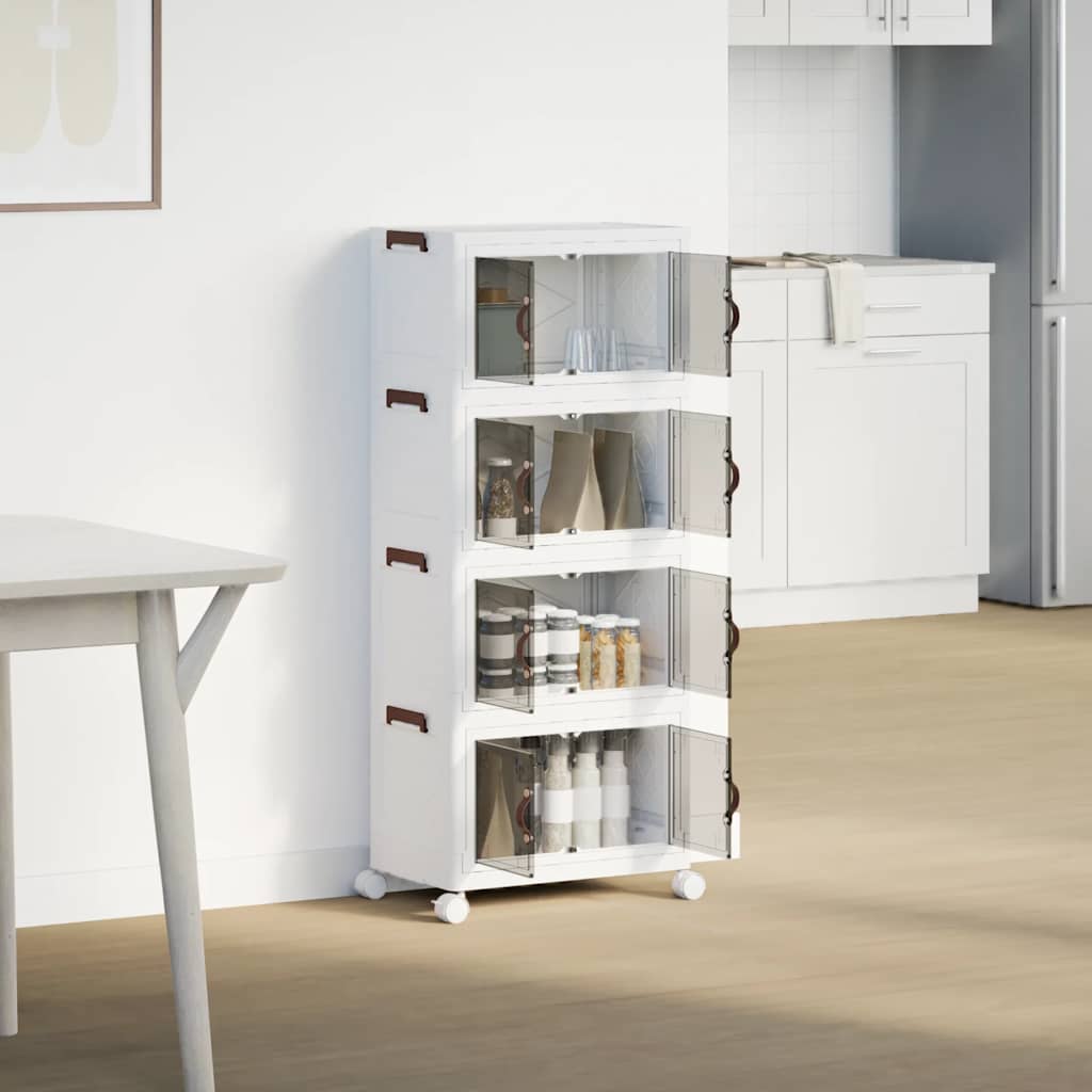 Vidaxl Box de almacenamiento apilable con ruedas 4 capas 28 L 48x29.5x112.5 cm