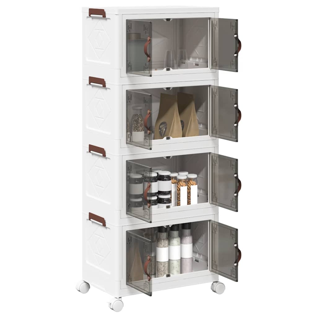 Vidaxl Box de almacenamiento apilable con ruedas 4 capas 28 L 48x29.5x112.5 cm