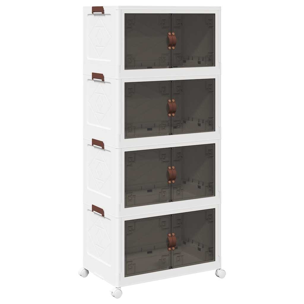 Vidaxl storage box stackable with wheels 4-layer 75 L 64x40x141.5 cm