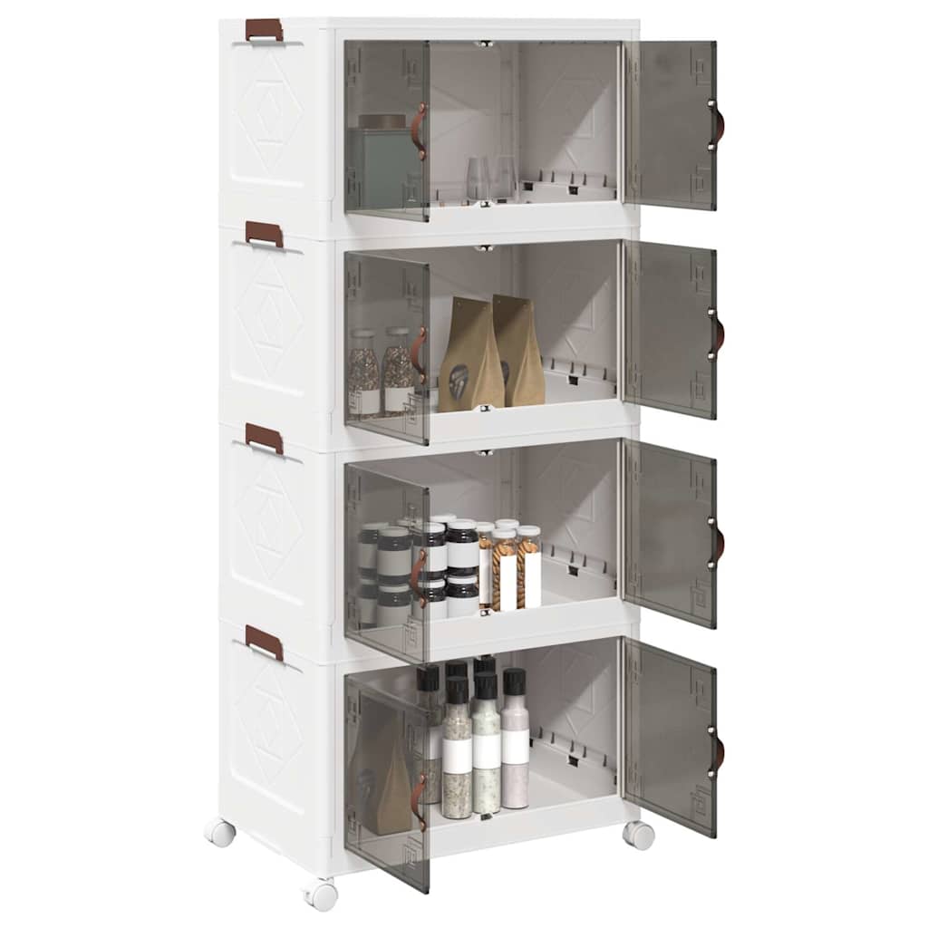 Vidaxl storage box stackable with wheels 4-layer 75 L 64x40x141.5 cm