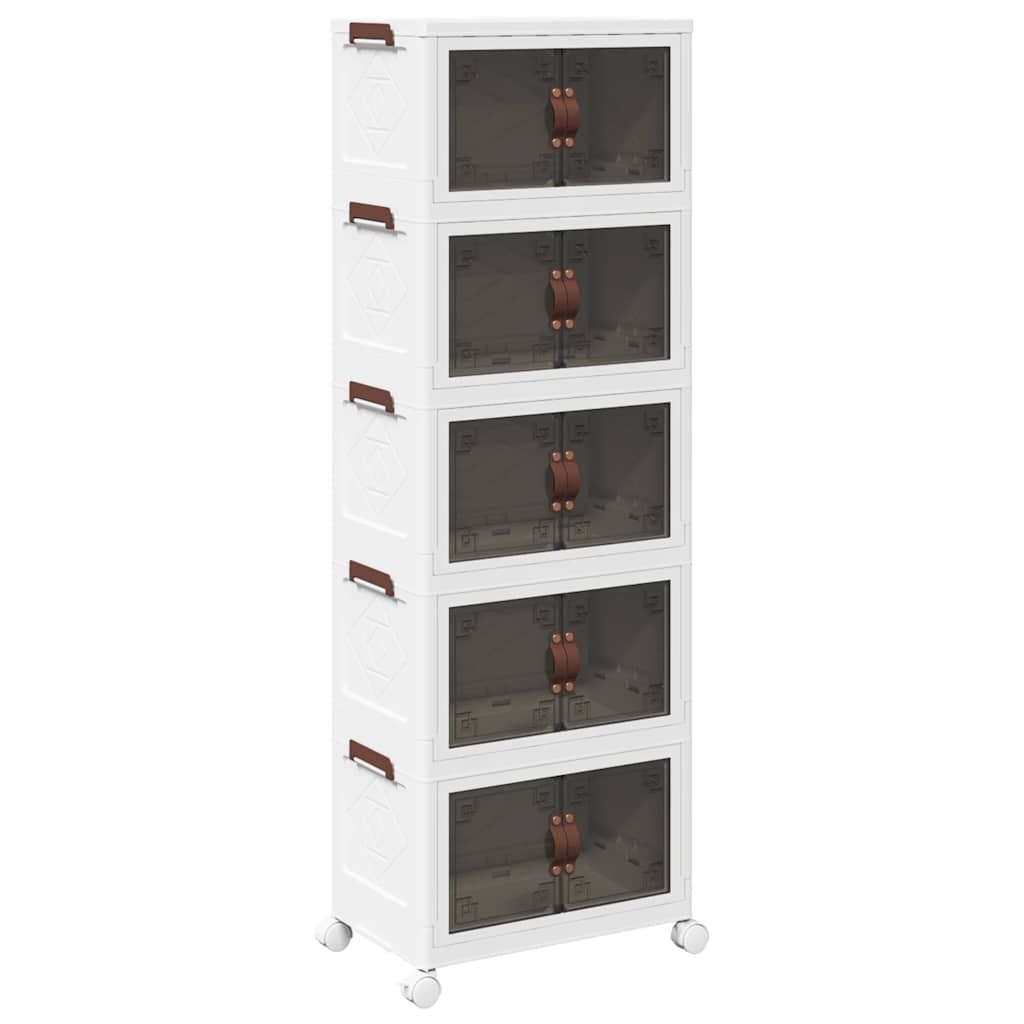 Vidaxl storage box stackable with wheels 5-layer 28 l 48.5x29.5x139 cm