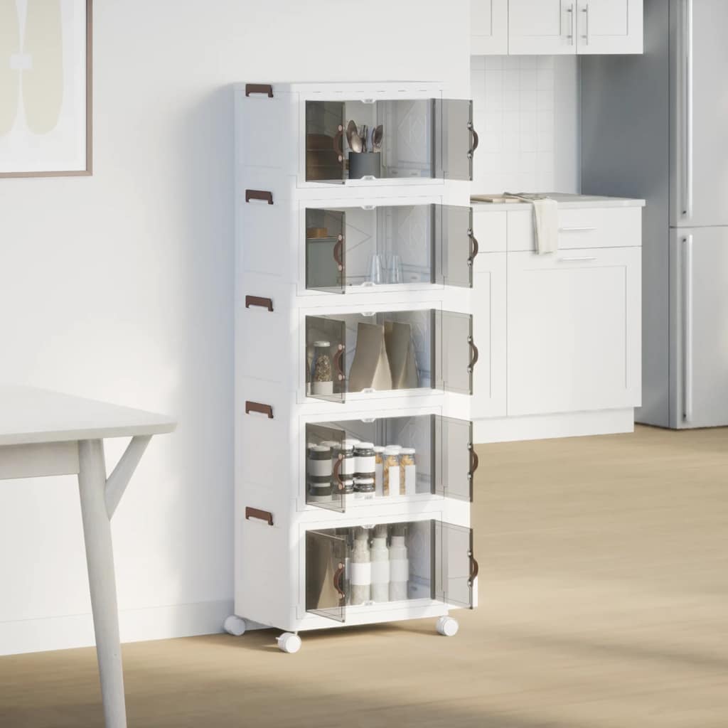 Vidaxl storage box stackable with wheels 5-layer 28 l 48.5x29.5x139 cm