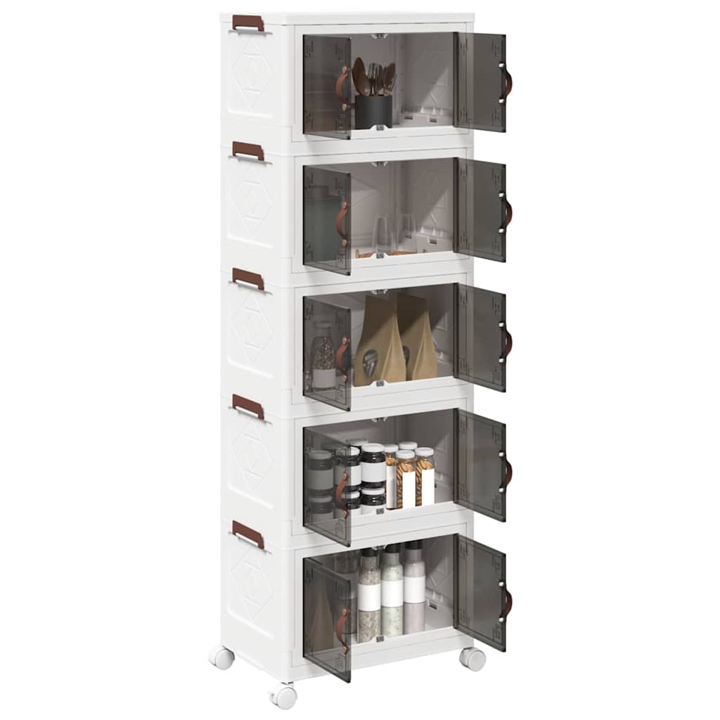 Vidaxl storage box stackable with wheels 5-layer 28 l 48.5x29.5x139 cm