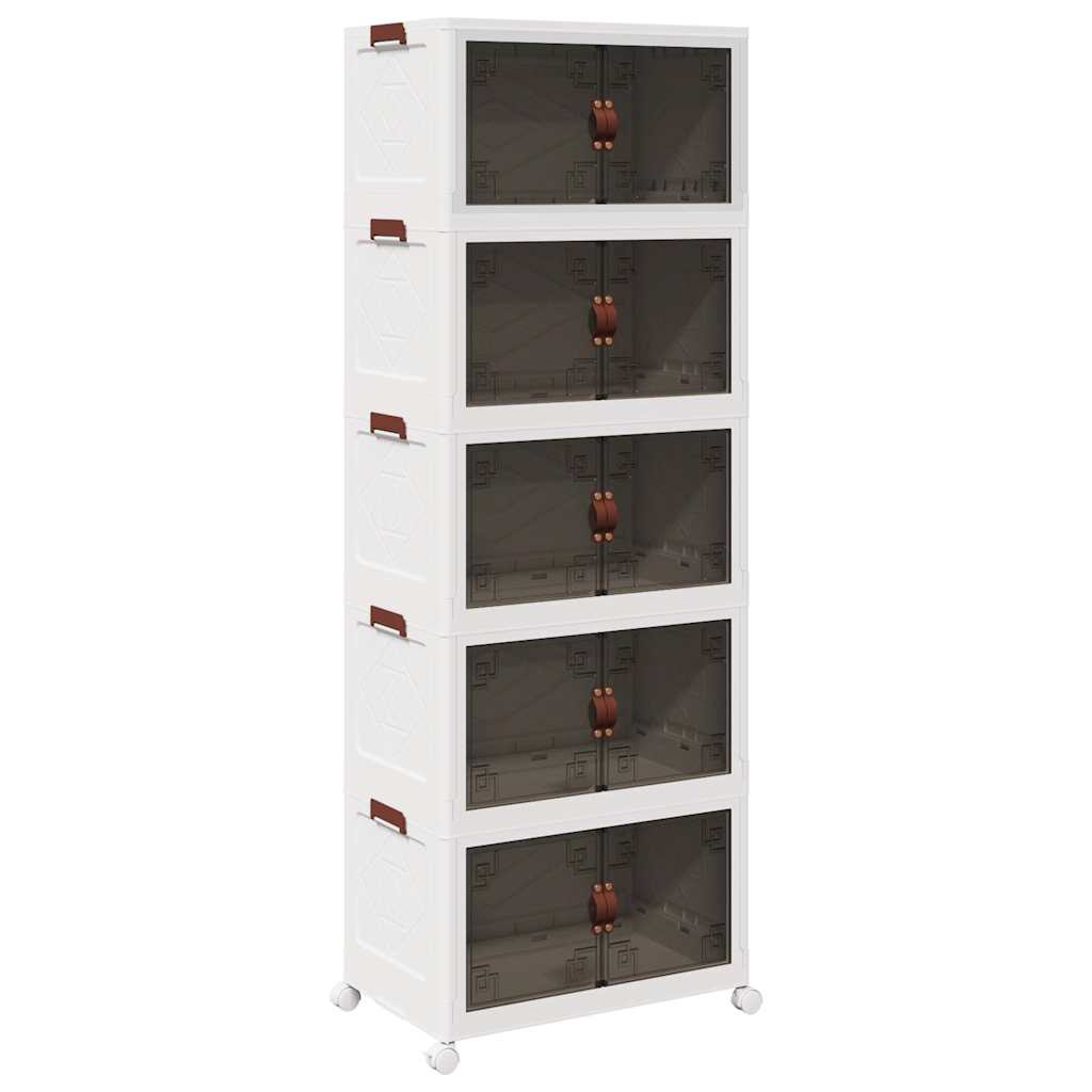 Vidaxl storage box stackable with wheels 5-layer 75 L 64x40x179 cm