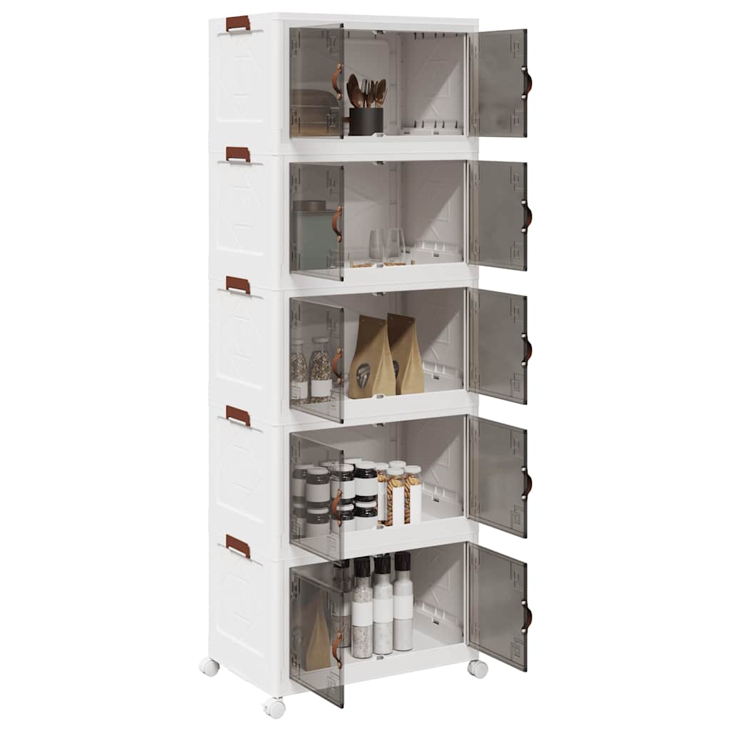 Vidaxl storage box stackable with wheels 5-layer 75 L 64x40x179 cm