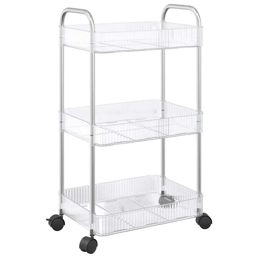 Vidaxl Storage trolley 3-layer 37x28x68 cm Acrylic Transparent