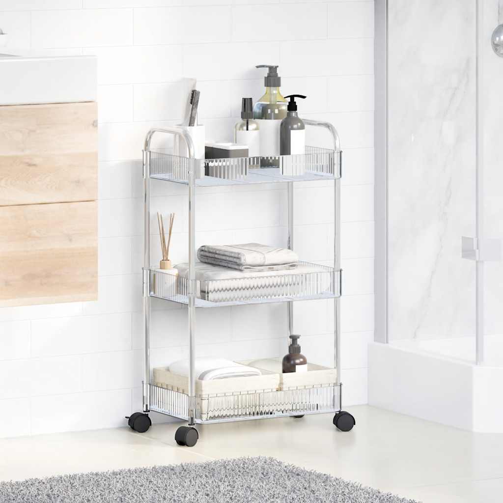 Vidaxl Storage trolley 3-layer 37x28x68 cm Acrylic Transparent