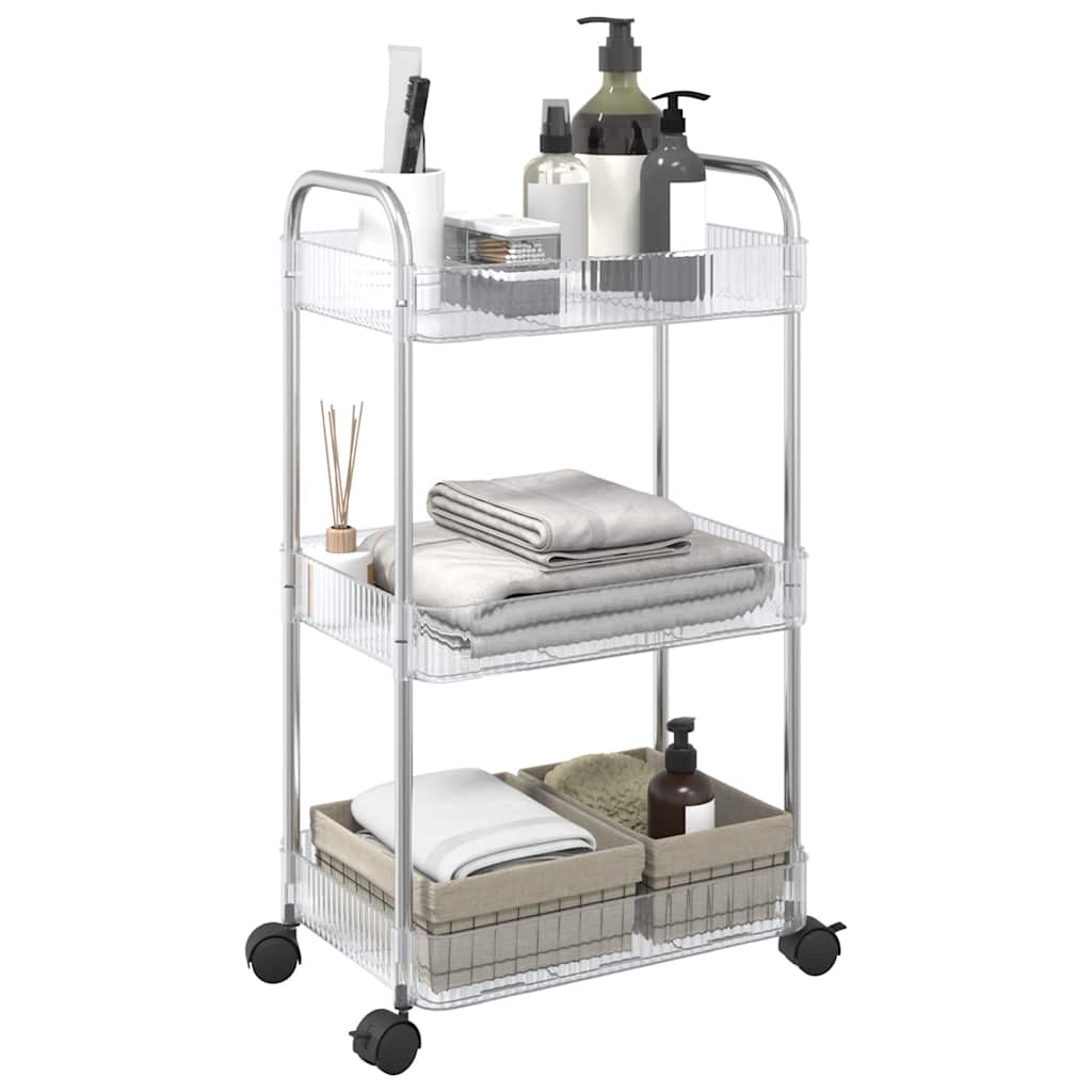 Vidaxl Storage trolley 3-layer 37x28x68 cm Acrylic Transparent