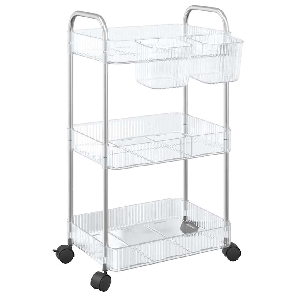 Vidaxl Storage trolley 3-layer 37x28x68 cm Acrylic Transparent
