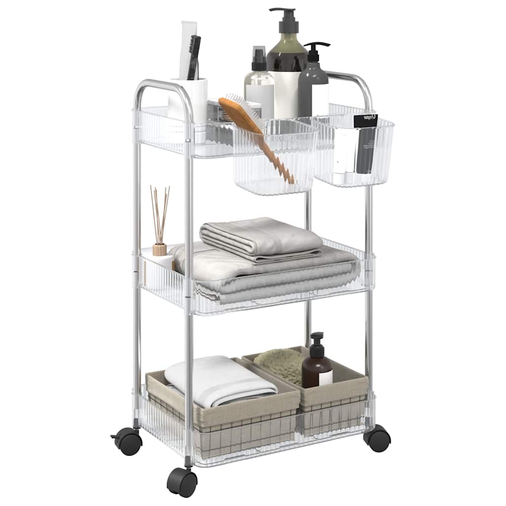 Vidaxl Storage trolley 3-layer 37x28x68 cm Acrylic Transparent