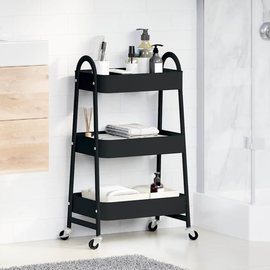 Vidaxl Storage trolley 3-layer 42x41.5x77 cm steel black