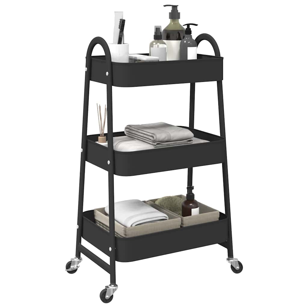 Vidaxl Storage trolley 3-layer 42x41.5x77 cm steel black