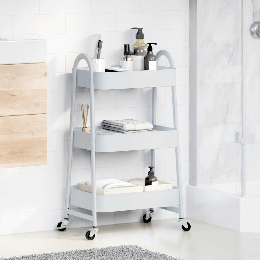 VIDAXL Storage Trolley 3-Layer 42x41.5x77 cm ocel bílá