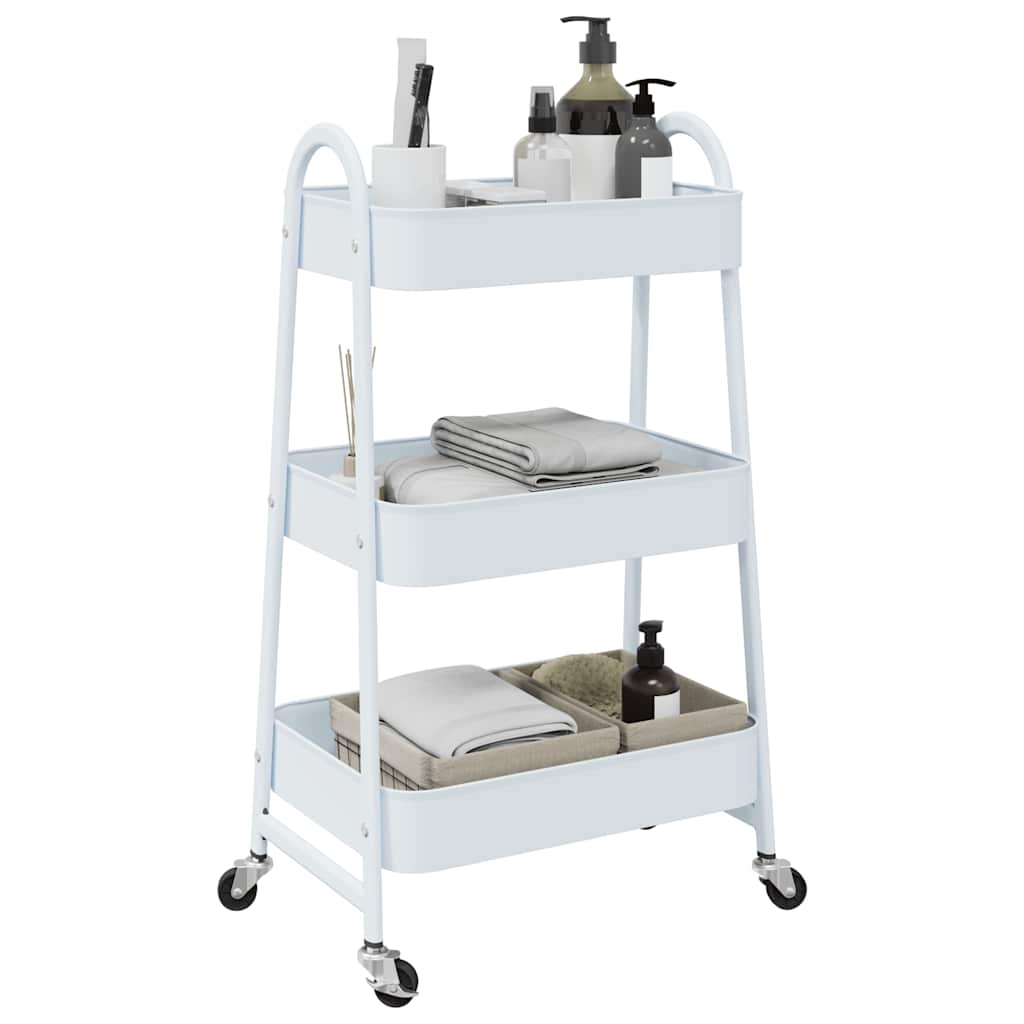 VIDAXL Storage Trolley 3-Layer 42x41.5x77 cm ocel bílá