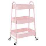 Vidaxl Storage Trolley 3-Layer 42x41.5x77 cm ocel růžová