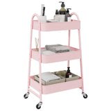 Vidaxl Storage Trolley 3-Layer 42x41.5x77 cm ocel růžová
