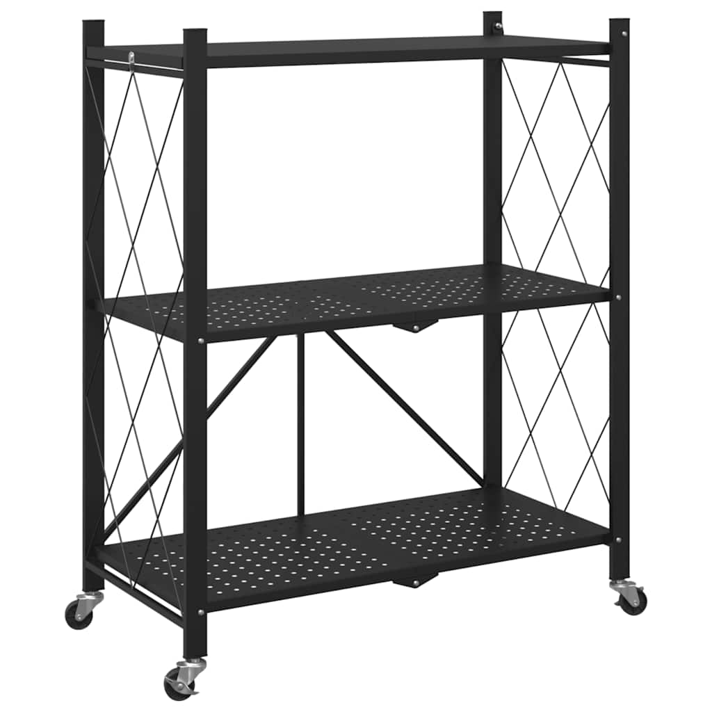 Vidaxl Storage Rack su ruote 71x34x88 cm in acciaio nero