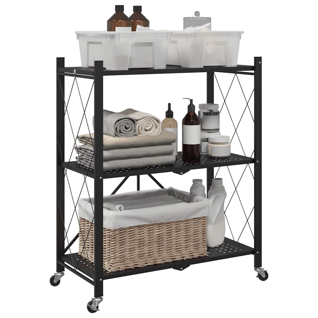 Vidaxl Storage Rack su ruote 71x34x88 cm in acciaio nero