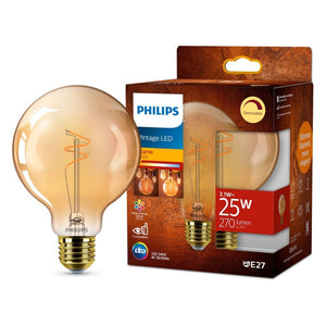 Philips vintage LED dimmable globe G95 E27 60W amber glass