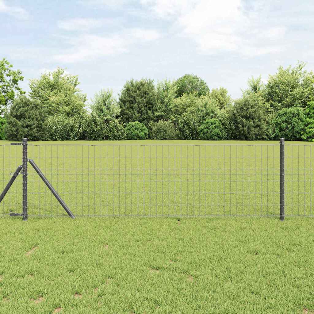 Vidaxl hek met paal grijs 0,6 x 10 m staal en pvc