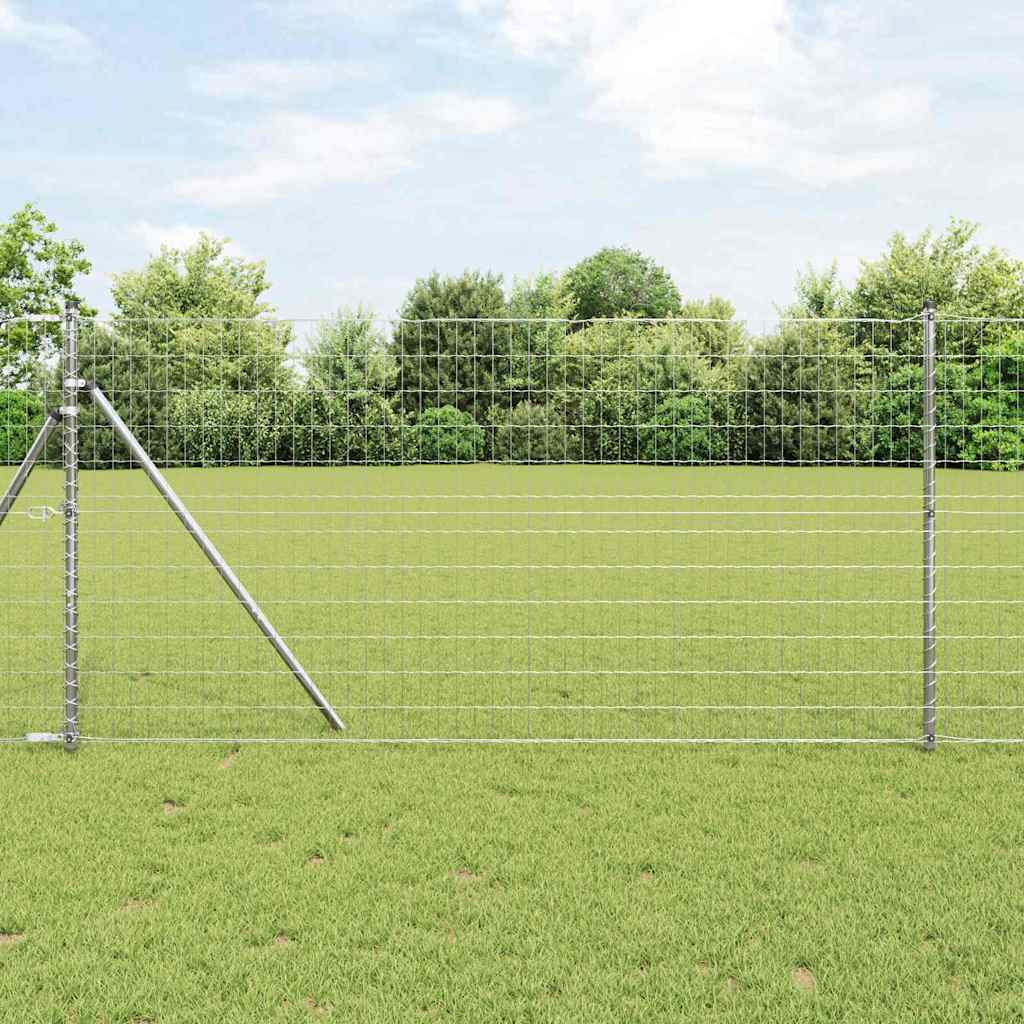 Vidaxl hek met paal zilver 1,2 x 10 m staal en pvc
