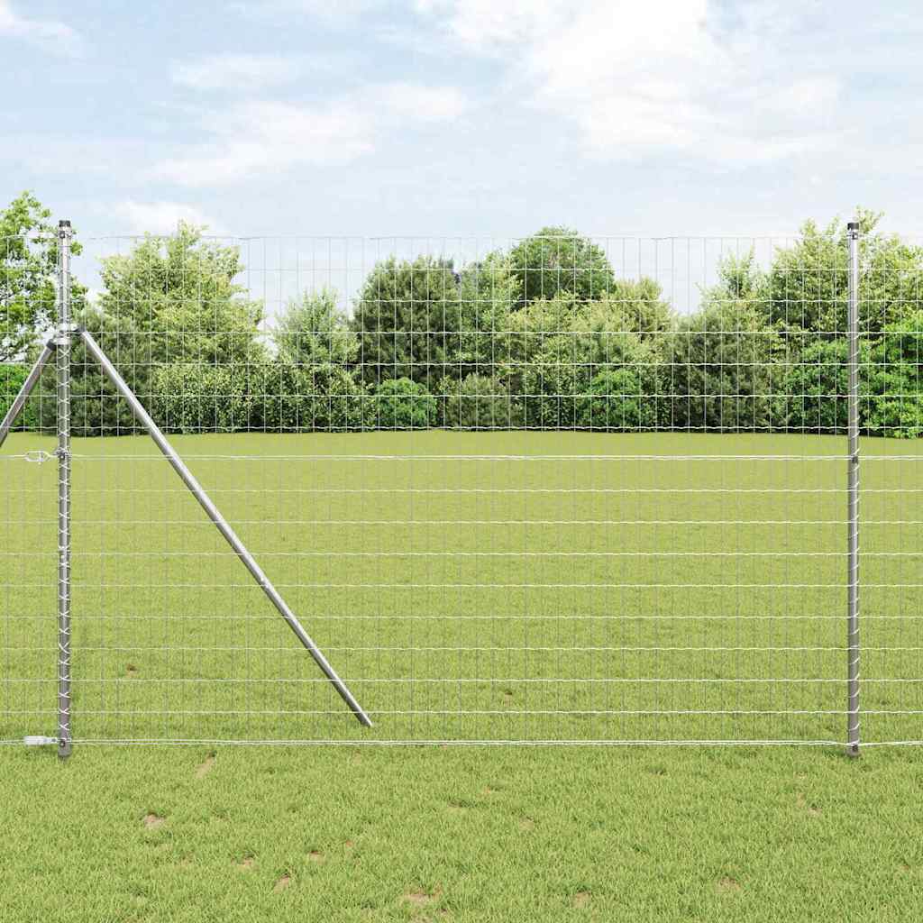 Vidaxl hek met paal zilver 1,5 x 10 m staal en pvc