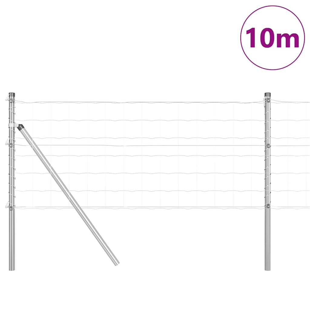 Vidaxl hek met paal zilver 0,8 x 10 m staal en pvc