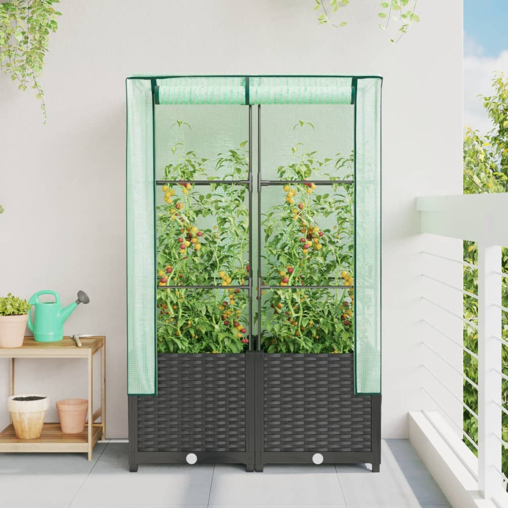 Vidaxl Planter zvednutý s kashoes 80x40x138 cm Rattanlook