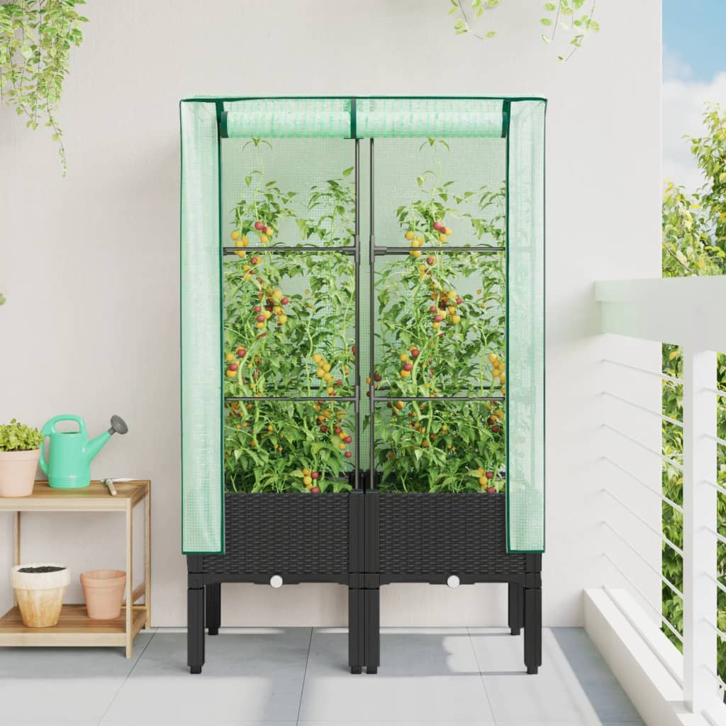 Vidaxl Planter élevé avec Kashoes 80x40x140 cm Rattanlook