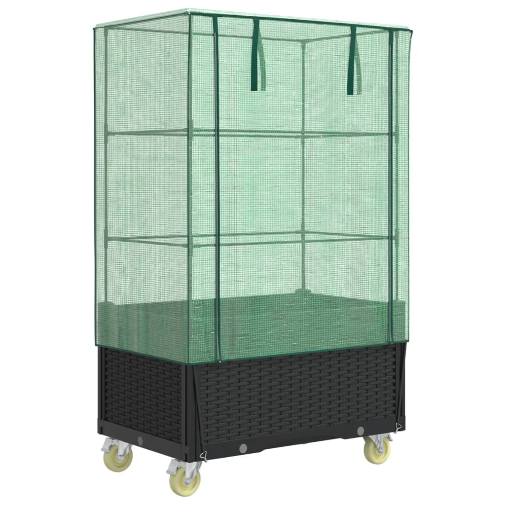 Spanter Vidaxl zvednutý s krytem a koly 80x50x182 cm Rattanlook