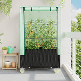 Spanter Vidaxl zvednutý s krytem a koly 80x50x182 cm Rattanlook