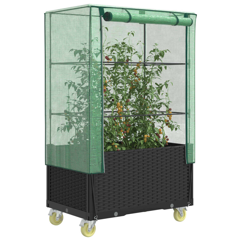 Spanter Vidaxl zvednutý s krytem a koly 80x50x182 cm Rattanlook